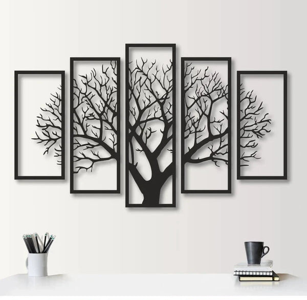 Five Frames Tree 3D art Decor for Walls