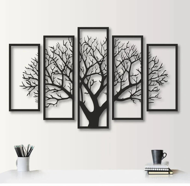 Five Frames Tree 3D art Decor for Walls